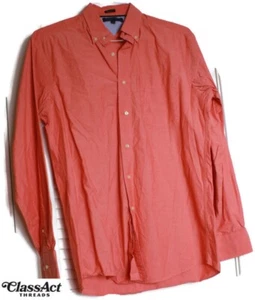 Tommy Hilfiger Shirt Long Sleeve Button Down Regular Fit Red Solid 15 34/35 - Picture 1 of 4