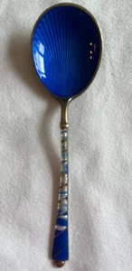 Sterling Dänemark Ela blau Emaille Löffel 4 1/4" - Bild 1 von 12