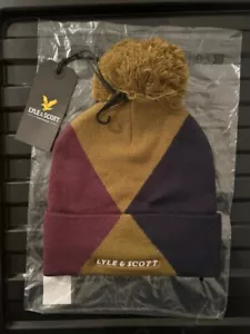 Lyle & Scott Bobble Beanie Hat Golf Winter Argyle multicolured - Picture 1 of 7