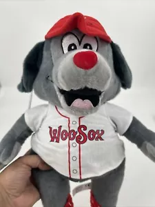 Woofster Woosox Maskottchen Plüsch - grauer Hund - Worcester Red Sox Maskottchen - neu mit Etikett - Bild 1 von 8