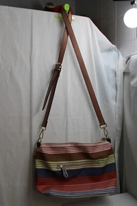 Women's Pink/Orange/Blue Stripe Faux leather L Shoulder/Crossbody Purse/Bag - Picture 1 of 7