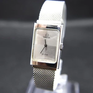 Omega Deville Watch Silver Ladies Manual 20mm Rectangle Vintage Swiss Made - Picture 1 of 16