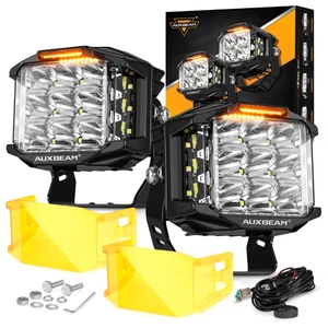 AUXBEAM 5" Side Shooter LED Work Light Bar Spot Pods Offroad Driving Amber DRL - Picture 1 of 12