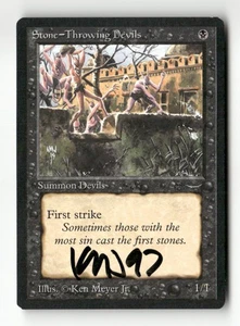 Stone- Throwing Devils Arabian Nights Signed By Ken Meyer Jr MTG Banned - Picture 1 of 2