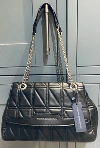 NEU French Connection Schultertasche schwarz Kunstleder Box gesteppt Catriona - Bild 1 von 12