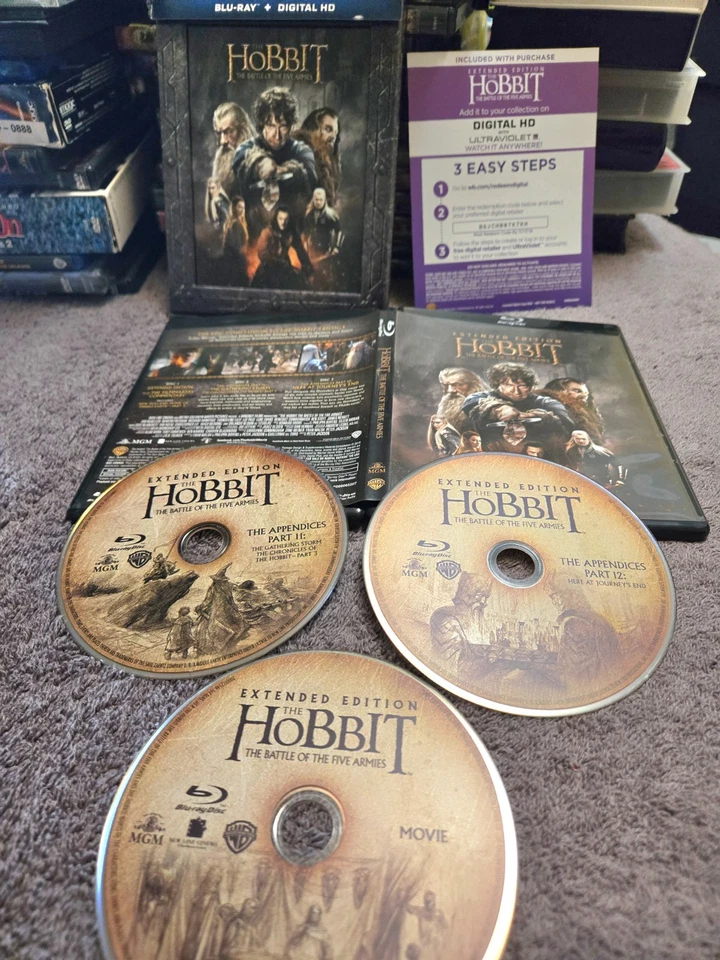 The Hobbit: The Battle of the Five Armies Extended Edition Blu-ray - USED CIB - Image 1 of 4