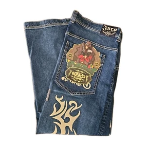 Neu mit Etikett JNCO Gambler Denim Jeans Herren 44 x 32 Tribal limitiert dunkler Stein Sammler - Bild 1 von 14
