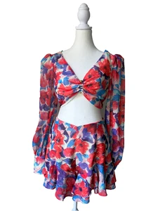 PatBO Blumen Chiffon 2-teiliges Set Top Gr. 4 Shorts Gr. 6 Boho Resort Urlaub Outfit - Bild 1 von 19