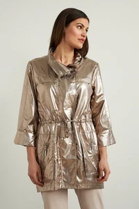 Joseph Ribkoff Folienmantel Damen XL rosegold metallic leichter Kordelzug - Bild 1 von 13