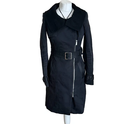 Gabardina Karen Millen Talla UK 8 Mezcla Lana Cachemira Azul Marino Cinturón Foto 1 de 4