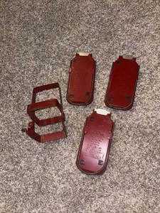 3er SET VINTAGE MIRO-FLARE MODELL 18 NOTSTRASSENREFLEKTOREN ROT MIT HALTER - Bild 1 von 4