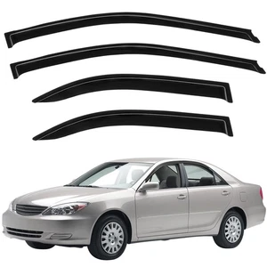 Tape-On Dark Tinted Side Window Visor Rain Guards For 03-06 Toyota Camry Sedan - Picture 1 of 16