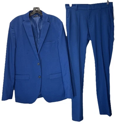 New Look men blue slim fit 2piece pants suit /WTH pockets jacket Sz 40r Pants 32 - Image 1 of 4