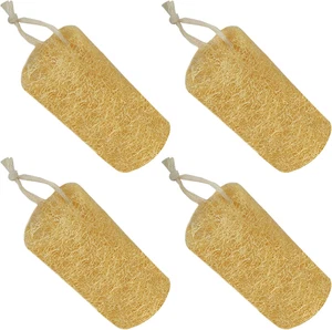 Natural Loofah Sponge (4 Packs), 6“ Natural Loofah Exfoliating Body Scrubber - Picture 1 of 12