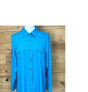 COWGIRL JUSTICE Rodeo Western Türkis Perlen Druckknopf Shirt Etuikleid Gr. L Neu ohne Etikett - Bild 1 von 9