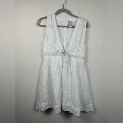 Scarlett Poppies Cotton Vanessa White Sleeveless Dress Tie Waist Size Medium - Image 1 of 4