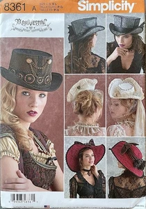 SIMPLICITY 8361 Steampunk Cosplay Hats Sewing Pattern. Size S-M-L. - Picture 1 of 2