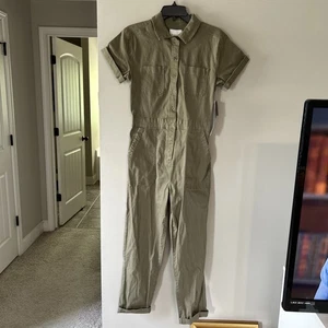 Neu mit Etikett Celebrity Pink Damen Overall Boilersuit Stretch oliv Knopfleiste XS - Bild 1 von 12
