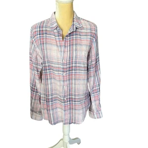 Frank & Eileen Barry kariertes Hemd mit Knopfleiste Leinen Größe L - Bild 1 von 11