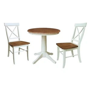 30" Round Pedestal Table With 2 X-Back Chairs - Set of 3 Pieces - Multi-Color - Picture 1 of 4
