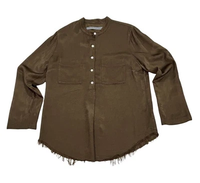 Raquel Allegra пуловер блузка размер 3 - L коричневый сатин вискоза длинным рукавом потертый - Изображение 1 из 4