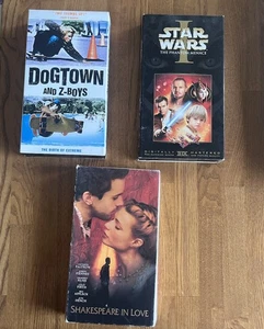 Lot 3 VHS Tapes Z-Boys + Phantom Menace + Shakespeare In Love screener Rare G - Bild 1 von 8