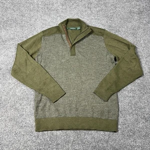 Bobby Jones Sweater Mens Medium Green 100% Baby Alpaca Pullover Quarter Zip Peru - Picture 1 of 9