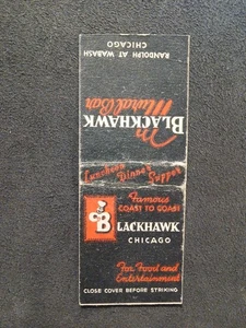 COPERTINA FIAMMIFERI VINTAGE - RISTORANTE BLACKHAWK - CHICAGO, IL - NO STRIKER - Foto 1 di 2