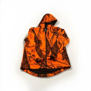 Mossy Oak Mens Hoodie Jacket Medium Blaze Break Camo Orange Black Hunting - Picture 1 of 10