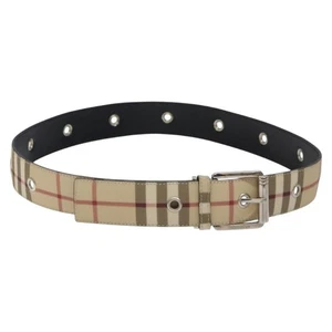 Cinturón BURBERRY Nova Check PVC 38,6"" Beige Plata Auténtico 127839V - Imagen 1 de 13