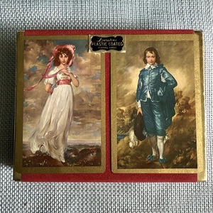 DURATONE Spielkarten Kunststoff beschichtet Doppeldeck Vintage Steuer Briefmarken Pinkie blau Junge - Bild 1 von 8