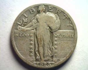 1926 STANDING LIBERTY QUARTER VERY GOOD VG SCHÖNE ORIGINAL MÜNZE SCHNELLER 99c VERSAND - Bild 1 von 2