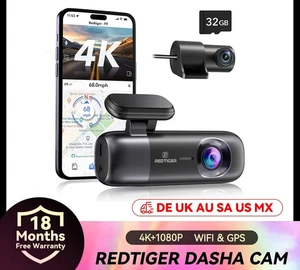 REDTIGER F9 Dash Cam 4K Dash Camera Anteriore e Posteriore WiFi GPS con Kit Hardwire - Foto 1 di 6