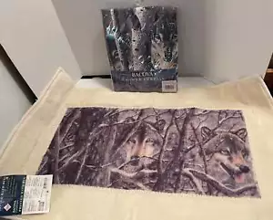 Bacova Winter Wolves Shower Curtain & Bath Rug, New - Picture 1 of 4