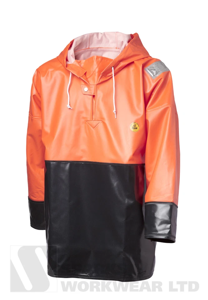 Viking Rubber Reinforced Rain Smock Hooded Fishing Fully Waterproof HiVis Orange - Image 1 of 1