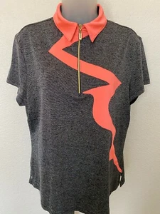 Jamie Sadock 1/4 Zip Golf Short Sleeve Gray Orange Shirt sz L - Picture 1 of 4