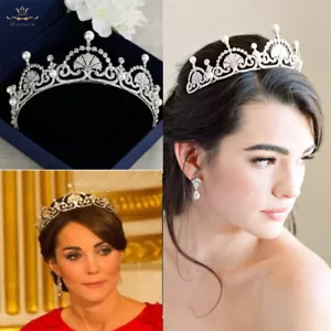 Royal Queen Pearls Bride Crowns Tiaras Bridal Crystal Accessory Wedding Headband - Picture 1 of 8