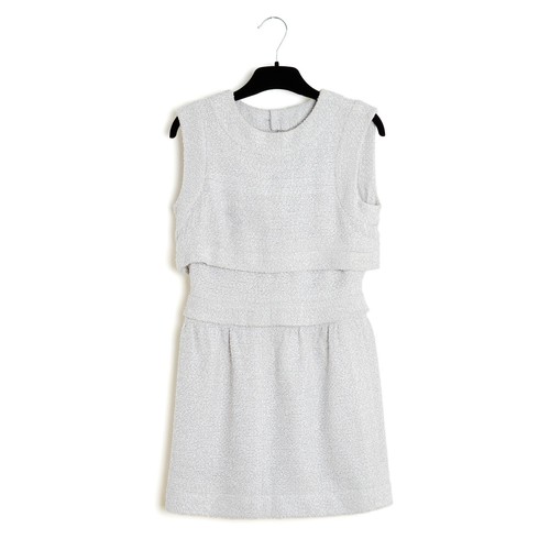 Chanel 2016 Robe FR34 Paris Seoul Light Grey Tweed mini dress UK6 US4