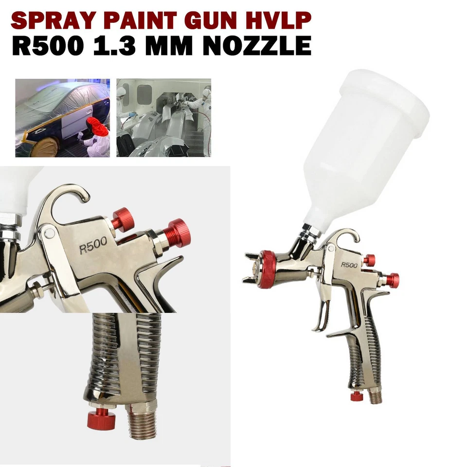 R500 LVLP Air Spray Gun Car Gravity Airbrush Painting Gun Kits 1.3mm NozzleB7iKl - Image 1 of 4