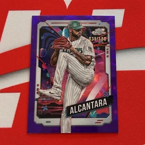 2024 Topps Cosmic Chrome Sandy Alcantara /150 Purple Refractor #134 Marlins - Picture 1 of 2