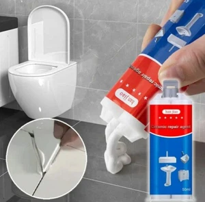 Keramik Reparatur Paste Fliesen AB Fix Kleber Set für BAD WC Sanitär Weiß 50g✔️ - Bild 1 von 5