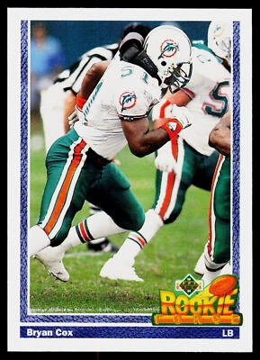 Bryan Cox, 1991 Upper Deck, #607, Miami Dolphins, RC - Image 1 of 2