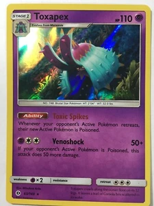 POKEMON TOXAPEX 63/149 SUN & MOON BASE SET RARE HOLO NEAR MINT - Picture 1 of 2