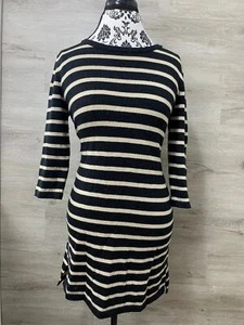 FOREVER 21 3/4 Sleeves Pullover Black & White Striped Sweater Dress Womens Small - Picture 1 of 9