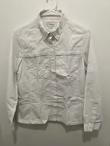 LL Bean Womens Size S Reg White Button Up Outdoor Shirt Short Sleeve Vented - Imagen 1 de 4