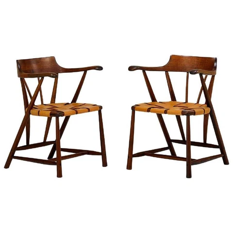 Rare Pair of Walnut Captain Chair by Wharton Esherick Cover