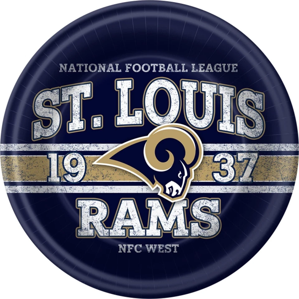 Бумажные обеденные тарелки Saint Louis Rams NFL Pro футбол спорт банкет вечеринка 9 дюймов - Изображение 1 из 1