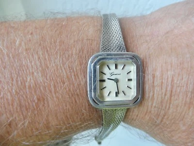 Orologio Da Polso Ginevra, 835 Argento, Bella, Vecchia Orologio In Argento - Immagine 1 di 4