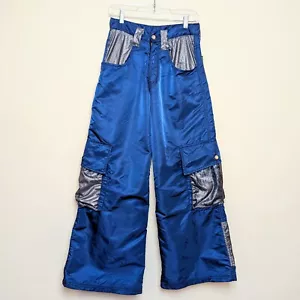 Pantalones De Colección Años 90 Serious Rave Azul Plata Cyberpunk Carga Sueltos Pierna Ancha 30 - Imagen 1 de 14