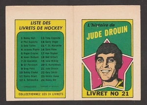 1971-72 OPC O-PEE-CHEE FOLLETOS FRANCESES # 21 JUDE DROUIN 20465 - Imagen 1 de 2